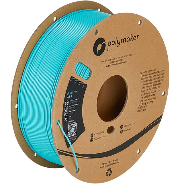 Polymaker ASA Filament 1.75mm Teal ASA, 1kg Heat Resistant Weather  Resistant ASA 1.75 cardboard Spool - PolyLite ASA 3D