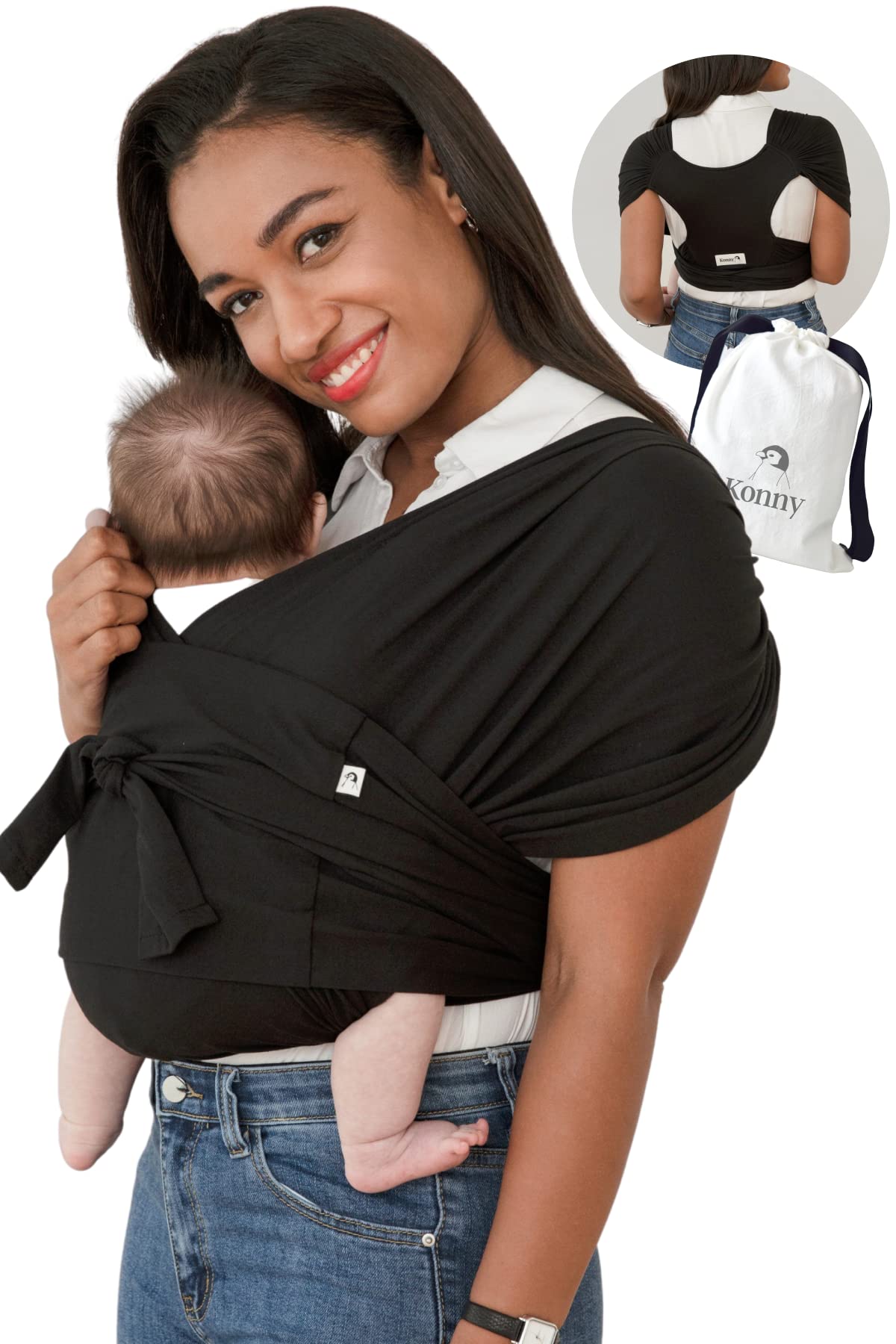 Konny Baby carrier - custom Fit carrier, Hassle-Free, Easy to Wear Infant Sling Wrap, Perfect for Newborn Babies up to 4