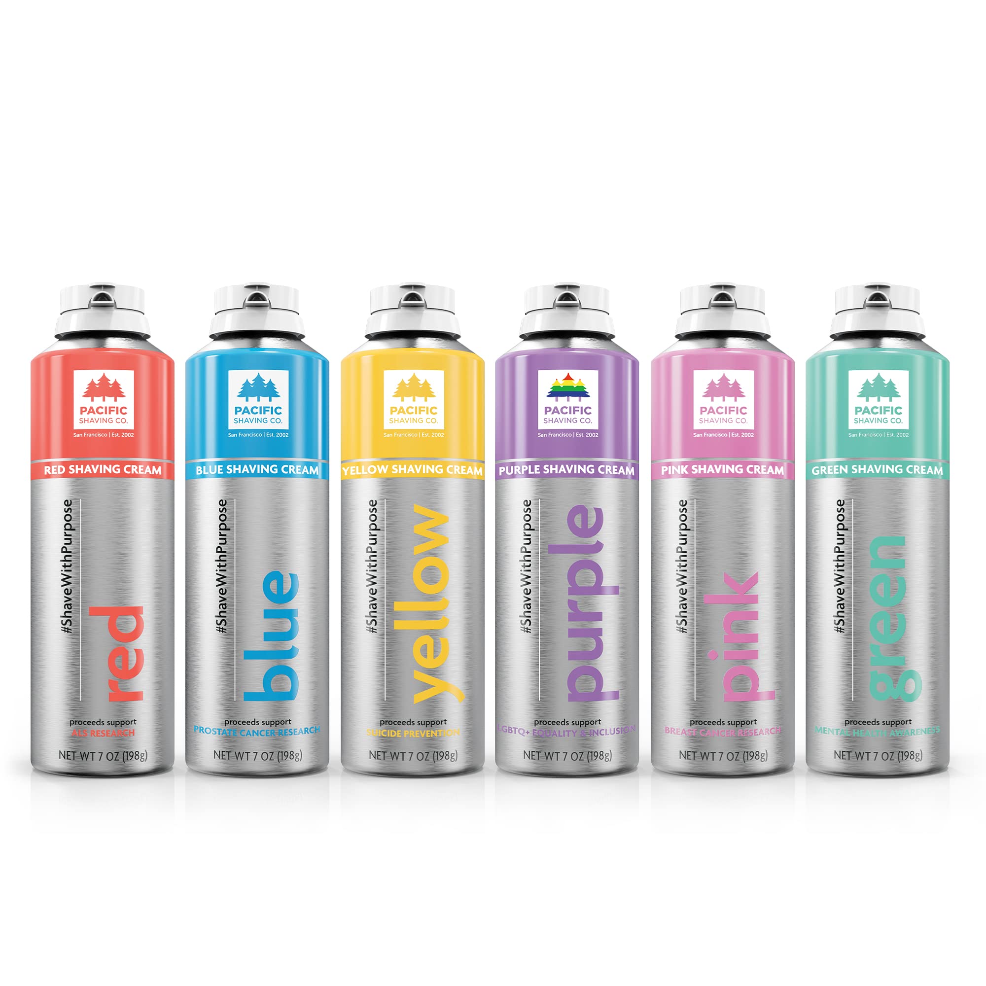Pacific Shaving company cOLORFUL Shaving cream, Shave with Purpose - Safe & Natural Ingredients, cruelty Free, Made in t