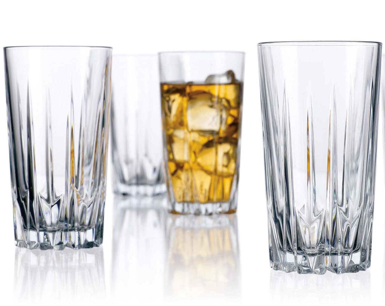 Glaver's Classic Drinking Glasses Set Of 4 Old Fashioned Highball Glass  Cups 15 Oz Diamond Cut Elegant Glassware For Bar Glasses