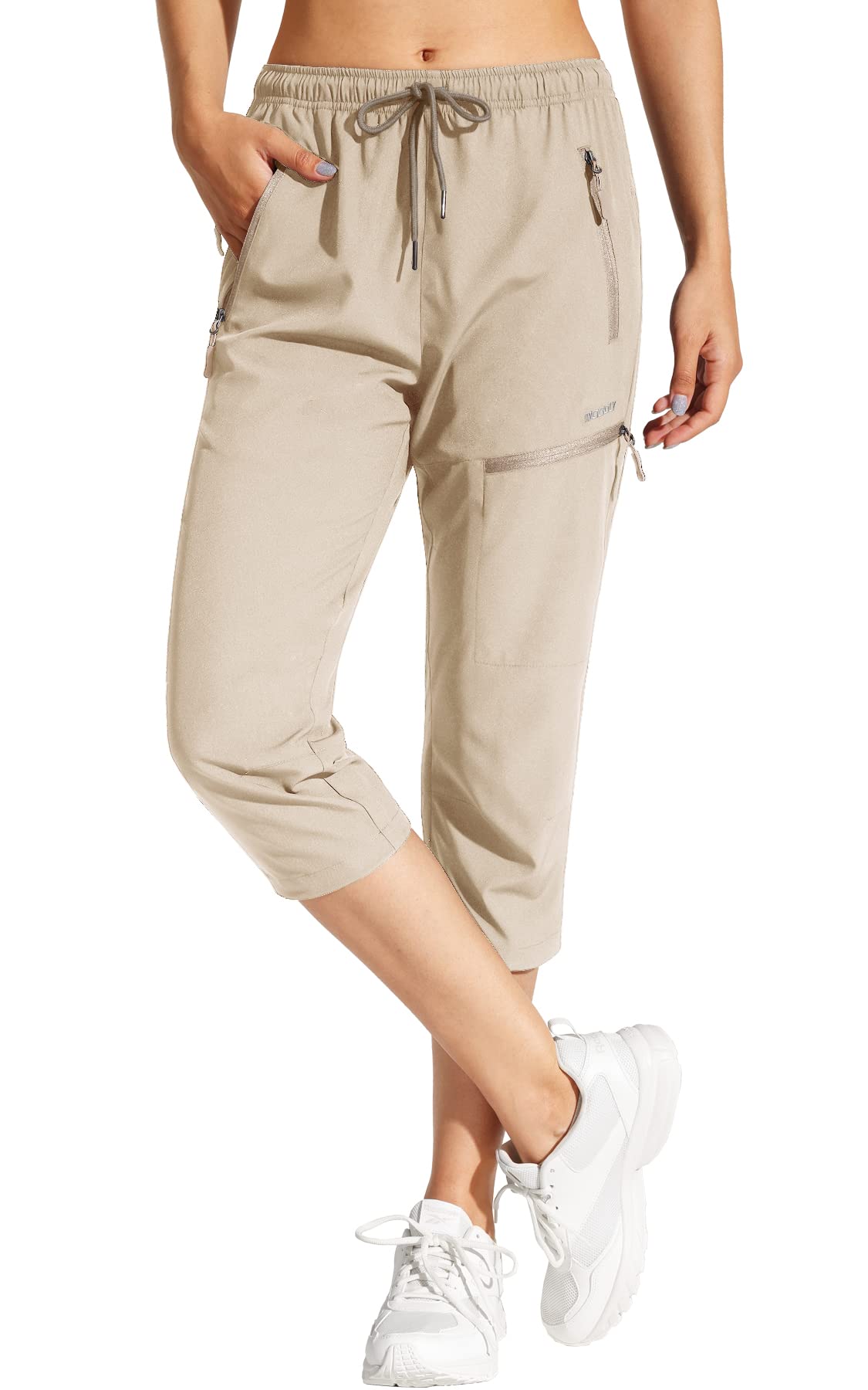 MOCOLY Women's Hiking Capris Pants Outdoor Lightweight Quick Dry Water  Resistant UPF 50 Cargo Pants with Zipper Pockets Khaik XL