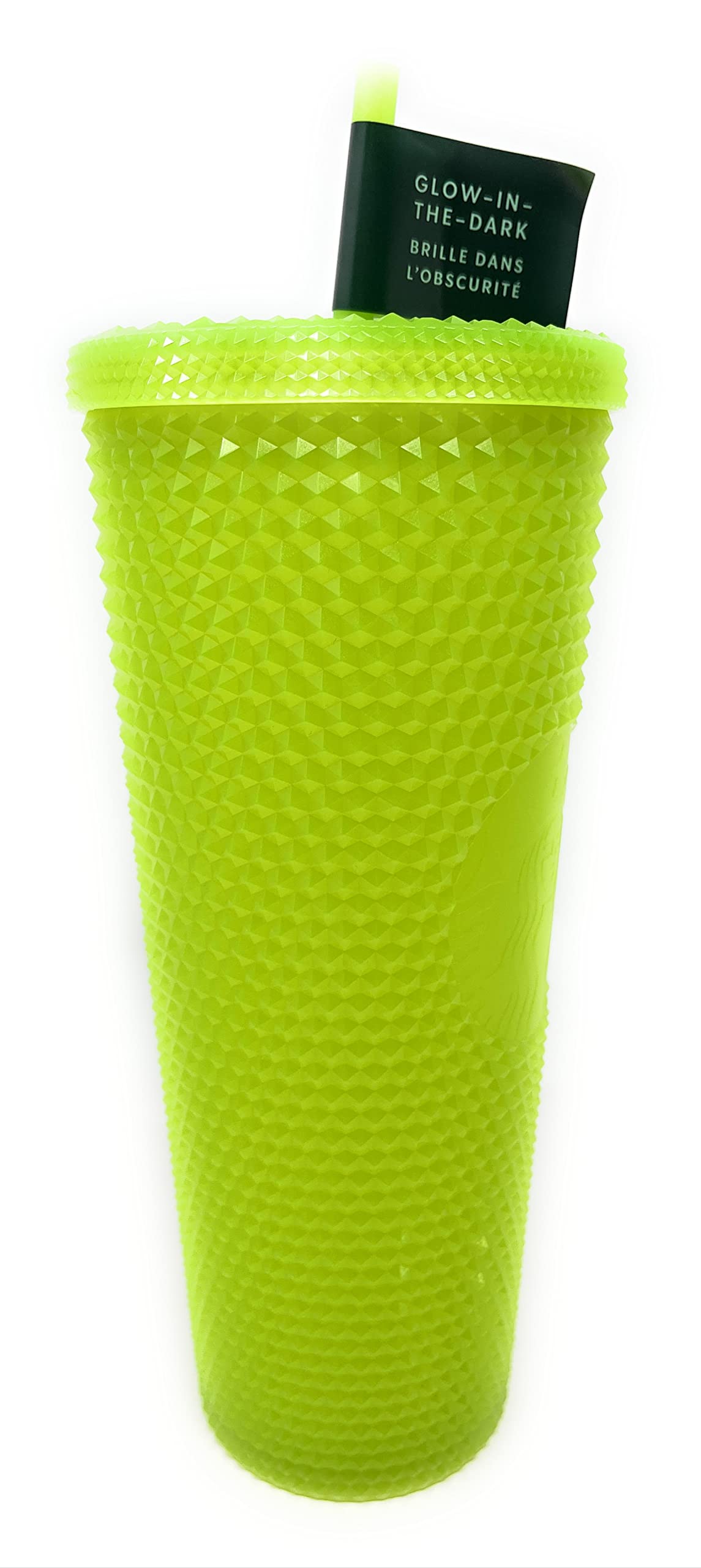 Starbucks 24 oz Double Wall glow in the Dark Black Light UV Slime green cold cup Tumbler