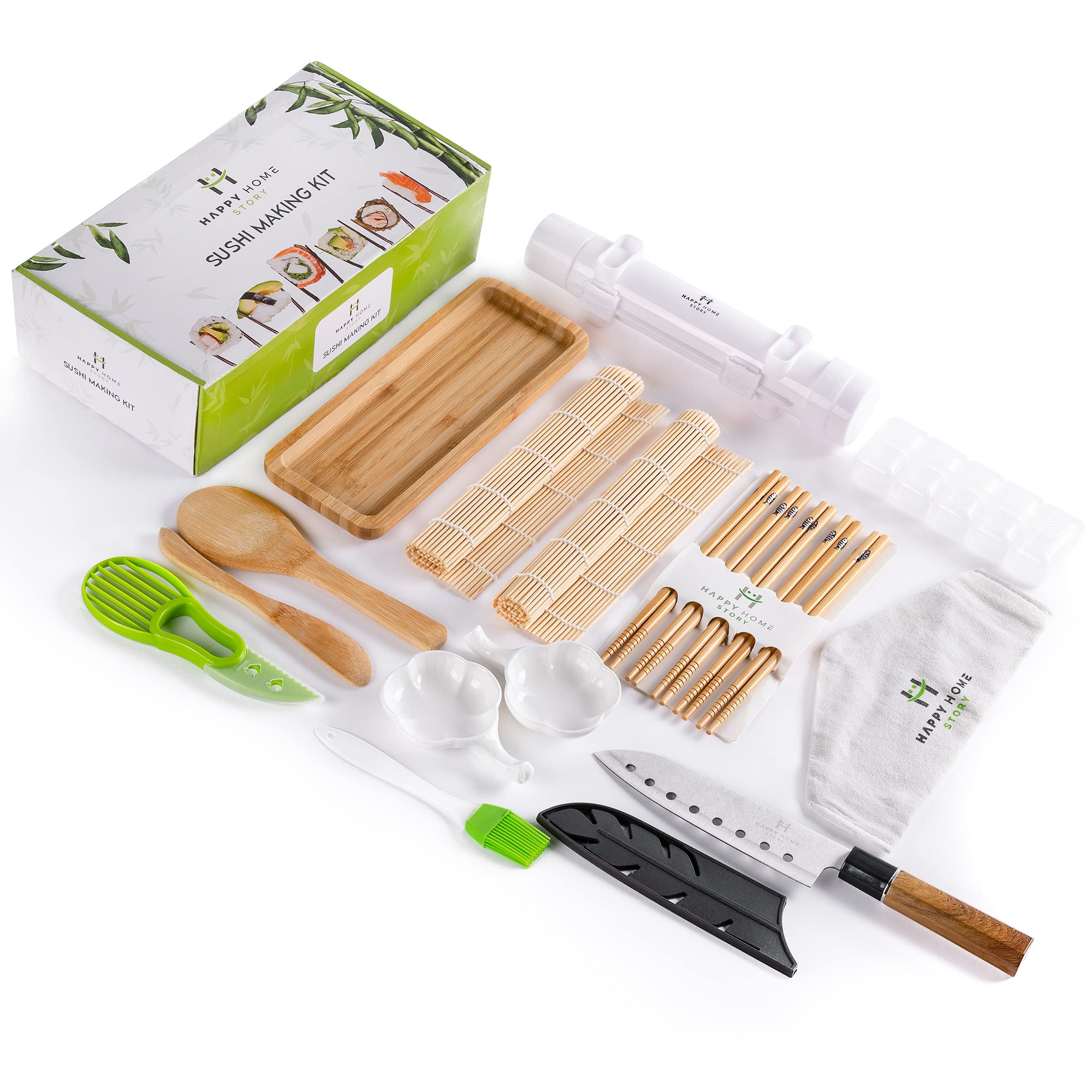 Happy Home Story Sushi Making Kit, Complete 17 Piece Set - With