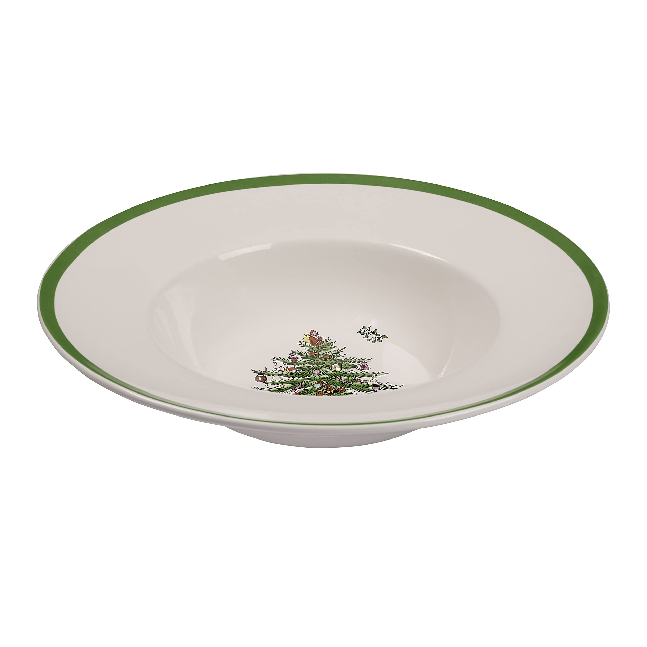 Spode - Christmas Tree Collection - 10" Pasta Bowl - Made of Porcelain- Rimmed Plate for Serving Salad, Spaghetti, and Soup- Dis