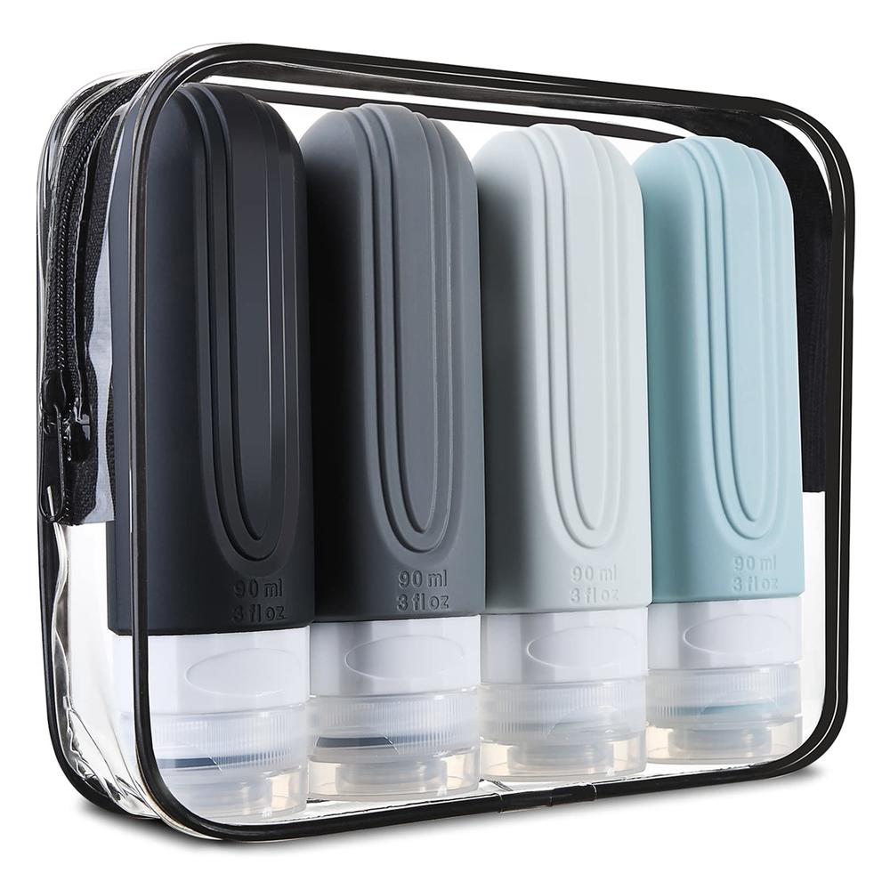Mrsdry Travel Bottles for Toiletries, Tsa Approved 3oz Travel Size containers BPA Free Leak Proof Refillable Liquid Silicone Squ