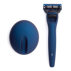 Bolin Webb Razor and Stand in Matte Blue. Fitted with Gillette Fusion5 Blade Cartridge Technology for The Closest Shave. Luxury
