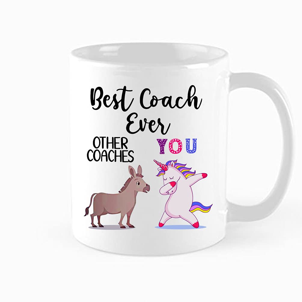 TAMDg gIFET Funny coffee Mug, Best coach Ever Unicorn Mug, christmas gift for coach, Best coach Ever gift, Funny Birthday gift f