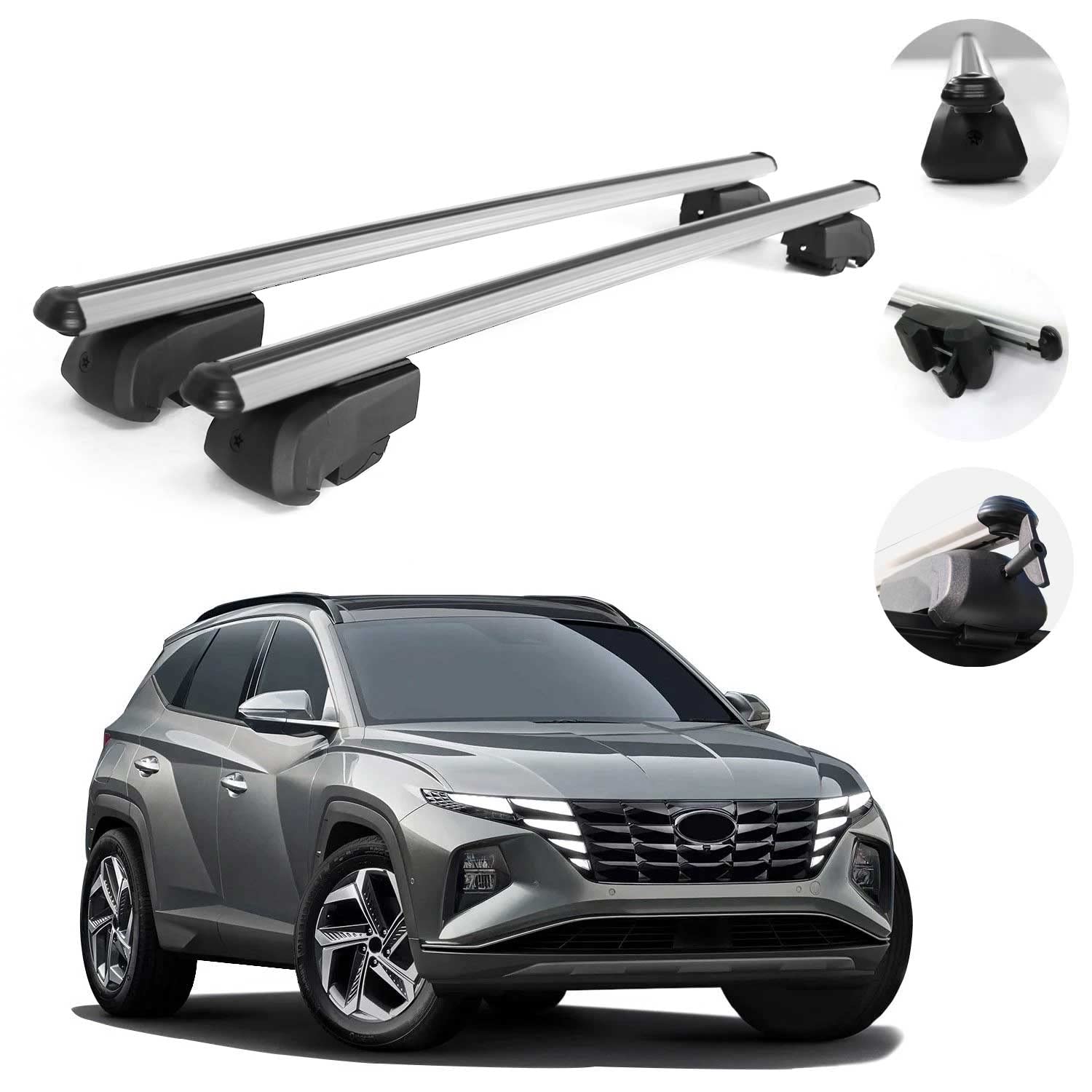 OMAc crossbars for Hyundai Tucson 2021-2022 Roof Rack Aluminum Silver ...