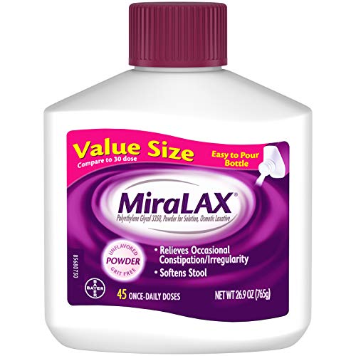 MiraLAX Laxative Powder for Gentle Constipation Relief, #1 Dr. Recommended Brand, 45 Dose Polyethylene Glycol 3350, Stimulant-Fr