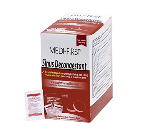 Medique Medi-First Sinus Decongestant, Nasal Decongestion Pills - 1 Box of 500 Tablets