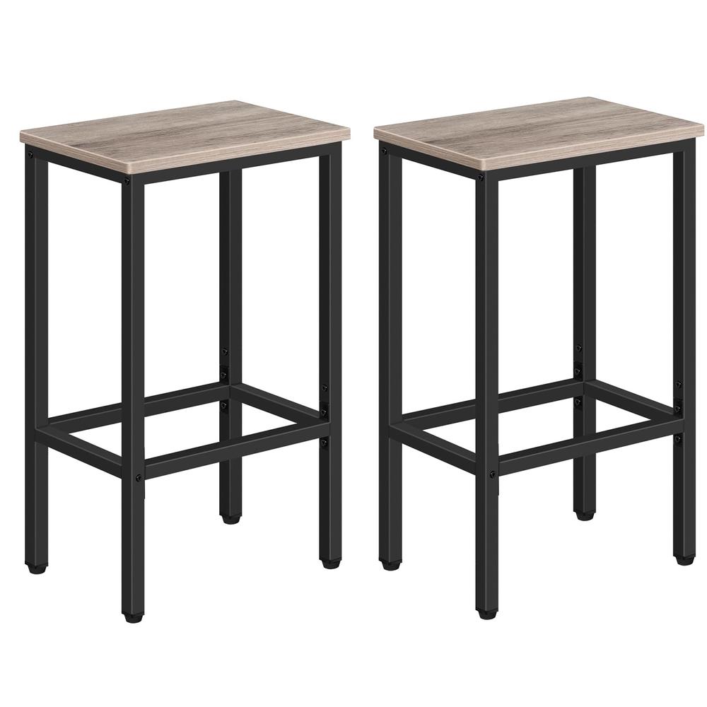 ALLOSWELL Bar Stools, Set of 2 Bar Chairs, Kitchen Breakfast Bar Stools with Footrest, 25.8" Dining Stools, Rectangular Industri