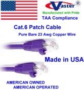 Vaster Super E cable SKU-81975 - Made in USA - Purple - 105 FT - UTP cat.6 Ethernet Patch cable - UL cMR 23AWg