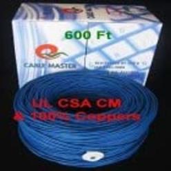 Vaster cat6 Bulk (cMR) cable, 600ft, Blue, Solid Bare copper Bulk Ethernet cable, 550MHz, ETL Listed, 24 AWg 4 Pair, Unshielded Twisted