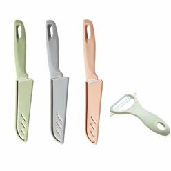 Setaria Viridis Stainless Steel Knife & Peeler Set,Knife Set with Sheath covers and Peeler Set - kitchen chef chefs Paring Set(3 Knives and 1 Pe