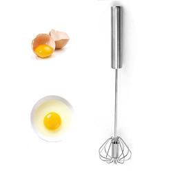 UpTuoLi Stainless Egg Whisks, Hand Push Egg Rotary Whisk, Egg Beater Mixer, Semi-Automatic Rotating Whisk Hand Mixer Blender