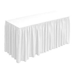 TEKTRUM 6' FT LONG FITTED TABLE SKIRT COVER FOR TRADE SHOW - WHITE COLOR