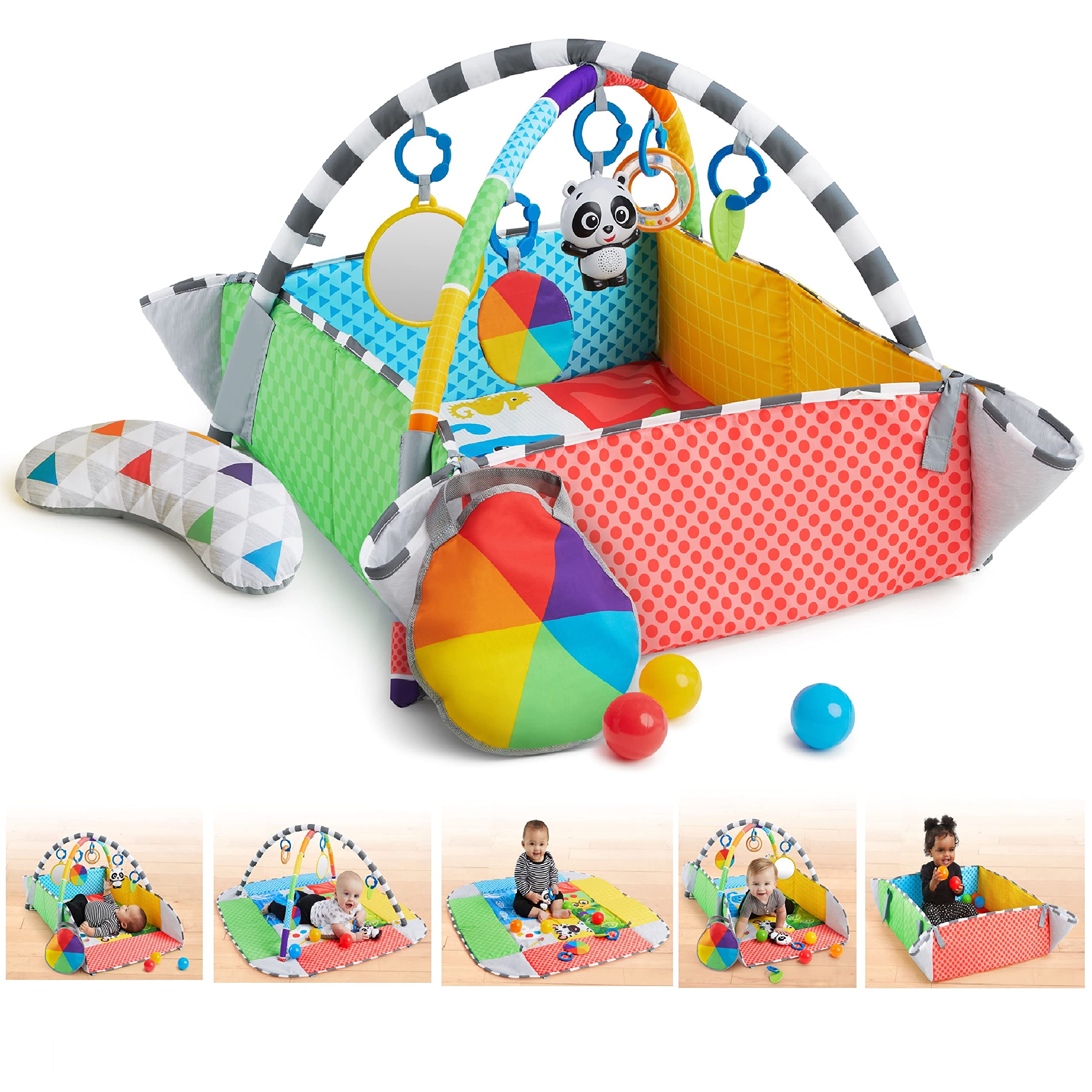 Baby Einstein Patch\'s 5-in-1 Color Playspace Activity Play Mat & Ball Pit Gym with Music, Age Newborn+