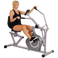 Sunny Health & Fitness Magnetic Recumbent Exercise Bike, 350lb High Weight Capacity, Cross Training, Arm Exercisers, Monitor, Pu