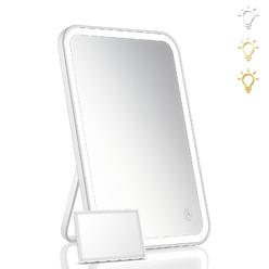 KOOKIN Lighted Vanity Makeup Mirror with Lights 3 Color Lighting Modes Rechargeable Touch Screen Adjustable Tabletop Wall Hangin