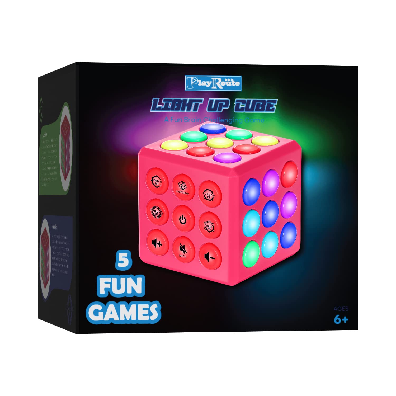 PlayRoute Light Up cube Toy - 5 Electronic Brain & Memory games Toy for girls Ages 6 7 8 9 10-12 Years Old and Up - Holiday or B