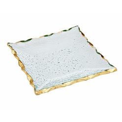 Godinger Harper Dessert Plates by Godinger - Clear Crystal Trimmed in Gold - Set of Four