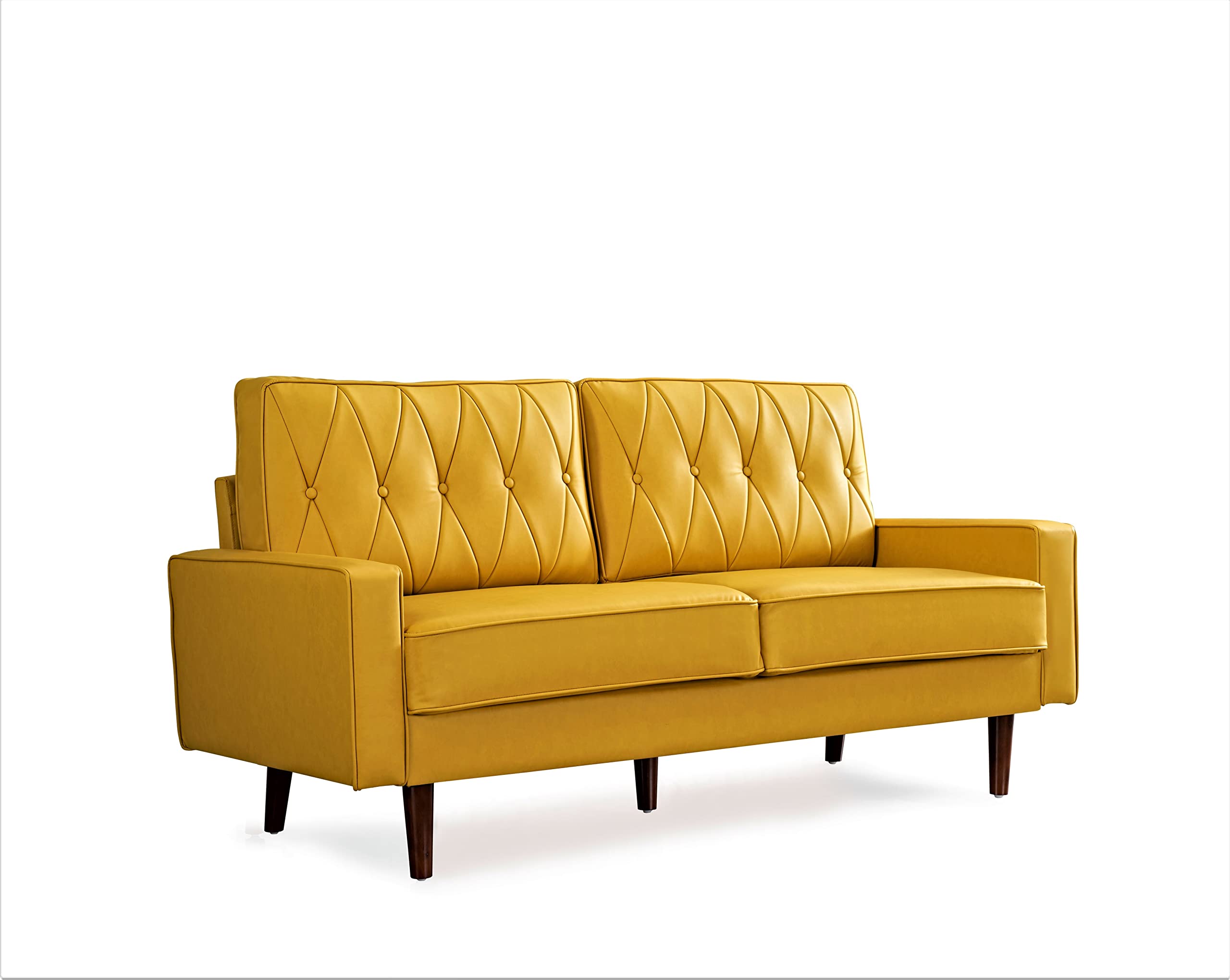 container Furniture Direct Modern Style Faux Leather Sofa with Elegant Round Tapered Legs and