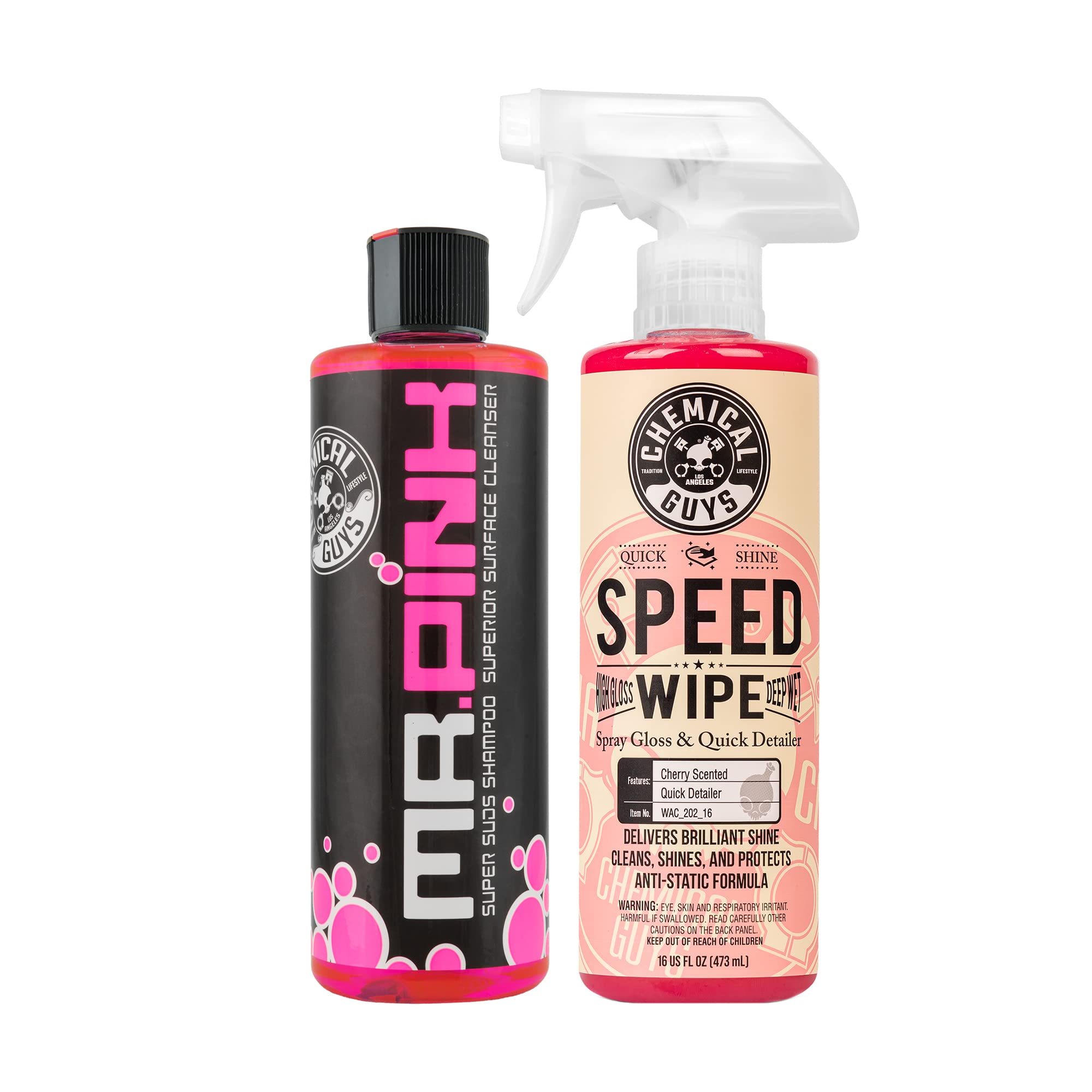 Chemical Guys CWS_402_64QDSW Car Wash & Quick Detailer Bundle - Mr. Pink  Foaming Car Wash Soap, 64 fl oz (Half Gallon) + Speed Wipe Sprayable Gloss  