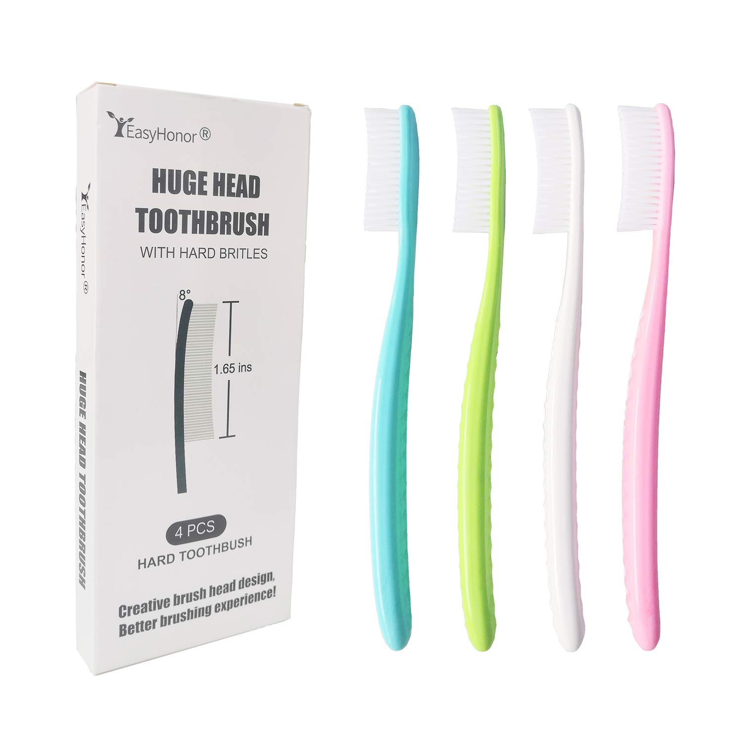 Easyhonor Huge Head Toothbrush, Big Toothbrush, Giant Head Toothbrush, Hard & Firm Toothbrush Bristles Bpa Free For Proper Denta