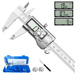 Jiavarry Digital Caliper Measuring Tool, Stainless Steel Vernier Caliper Digital Micrometer With Large Lcd Screen, Easy Switch From Inch 