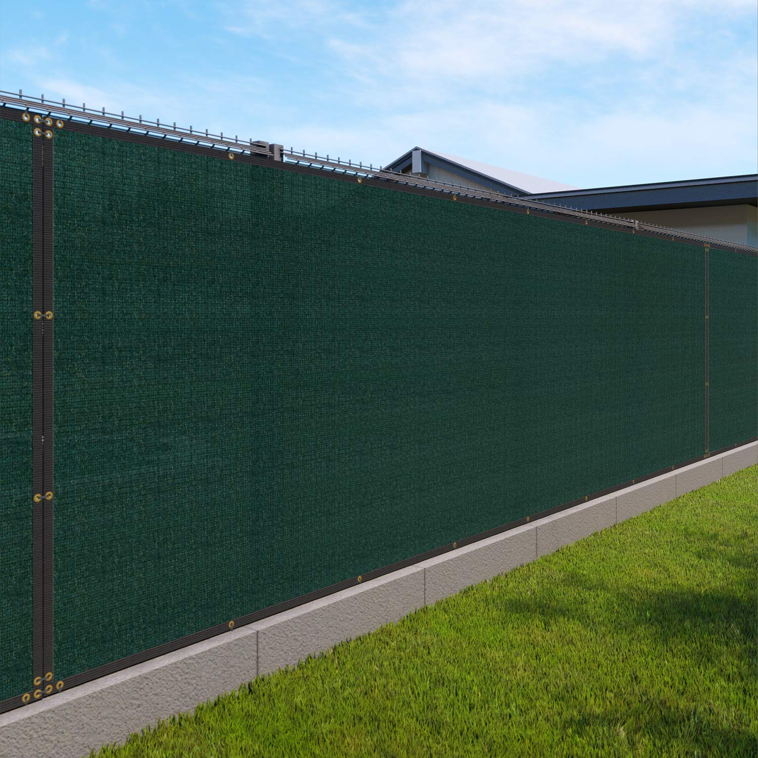 Windscreen4less Heavy Duty Fence Privacy Screen green 6 x 155 with Reinforced gindings and grass grommets garden Windscreen Mesh