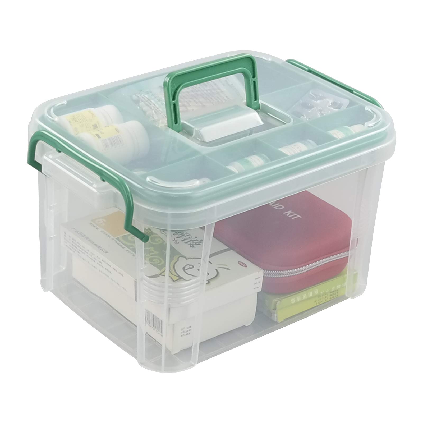 Bringer 1 Pack Clear Plastic Family First Aid Box, Medicine Storage Bo