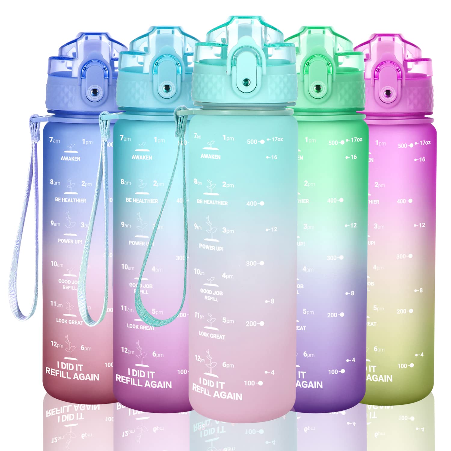 OLDLEY Kids Water Bottle for School, 17 oz (Straw Lid) BPA-Free Reusable  Leak-proof Durable Tritan Plastic Water Bottles with On