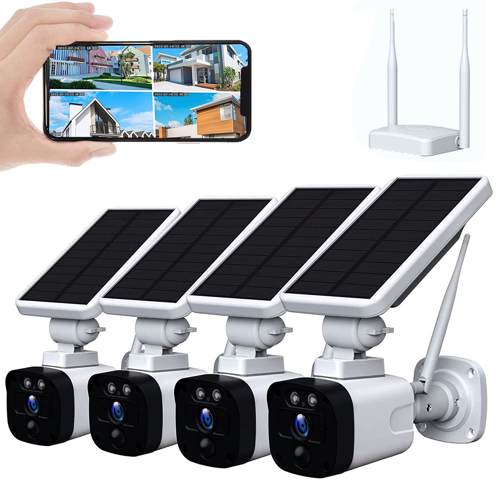 CAMCAMP Wireless Solar Security camera Outdoor,Solar Home Security camera System, Forever Power,100% Wire-Free,1080P Night Vision camera