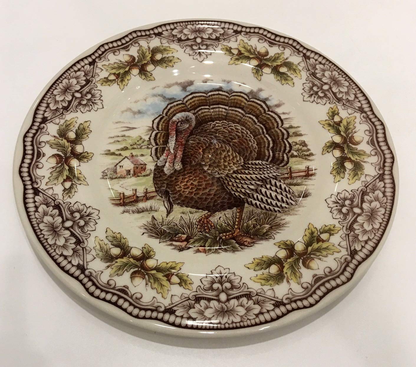 Victorian English Pottery Turkey Thanksgiving Salad Plate (1) Replacement Piece Approx 85