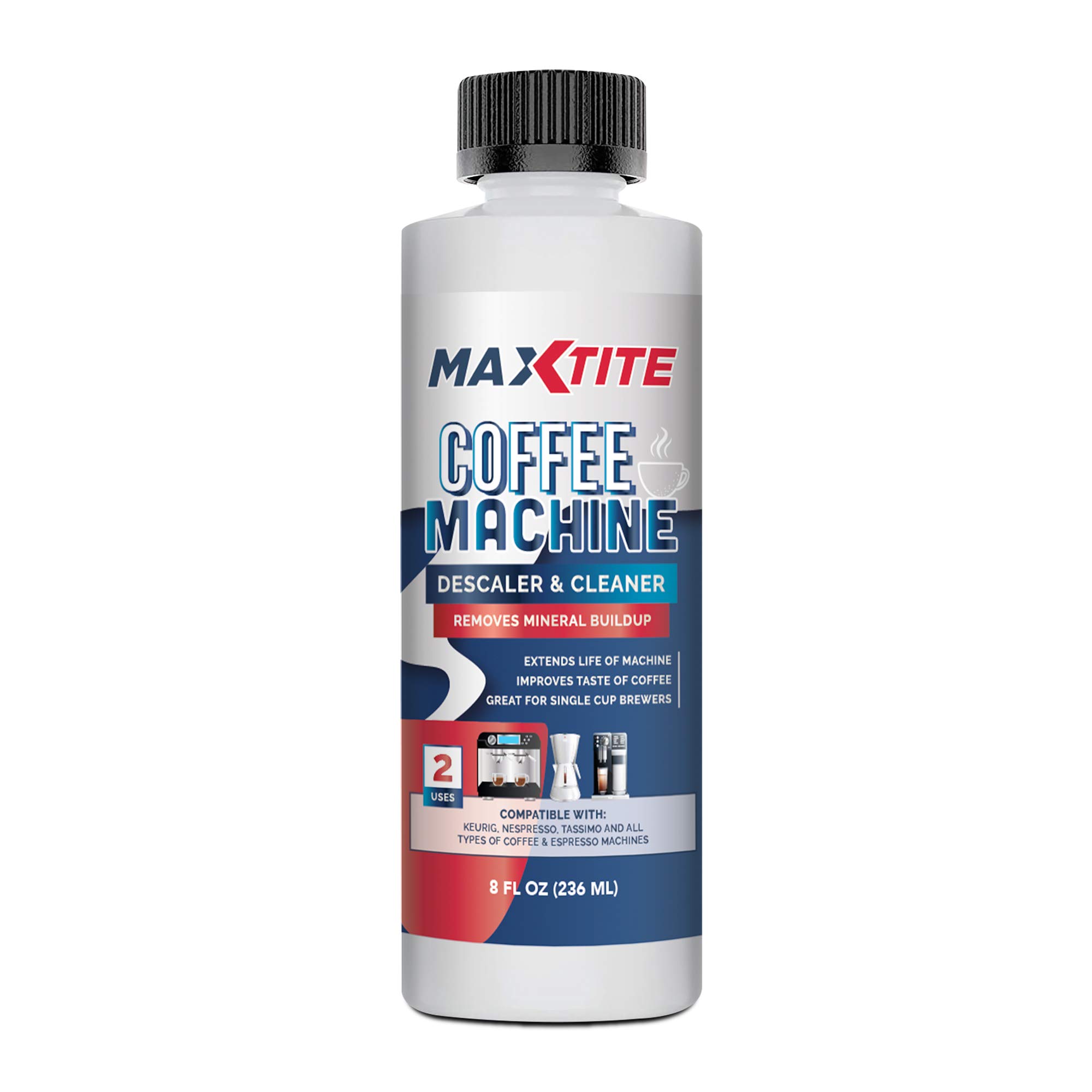MaxTite coffee Machine Descaler & cleaner (8oz) - Made in the USA - Universal Descaling Solution for Keurig, Nespresso, Delonghi
