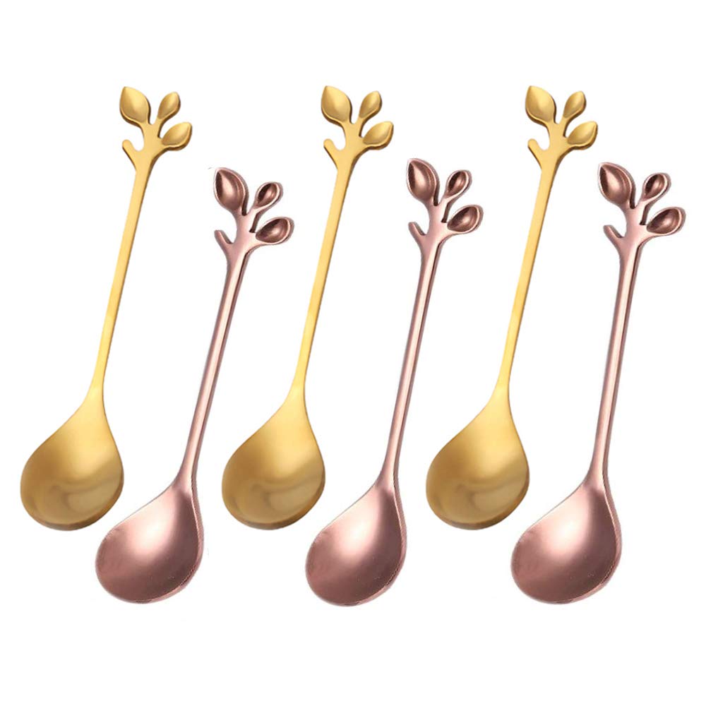 Fianviup 6PcS Mini gold coffee Spoons Small Tea Spoons Stainless Steel Ice cream Spoons Stirring Spoons Sugar Spoons 47 Inches, 