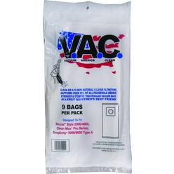 VACUUM AMERICA CLEAN VAC 27 RICCAR Style 2000/4000, Clean Max Pro Series, Simplicity 5000/6000 Type A H-10 HEPA Filtration (Pack