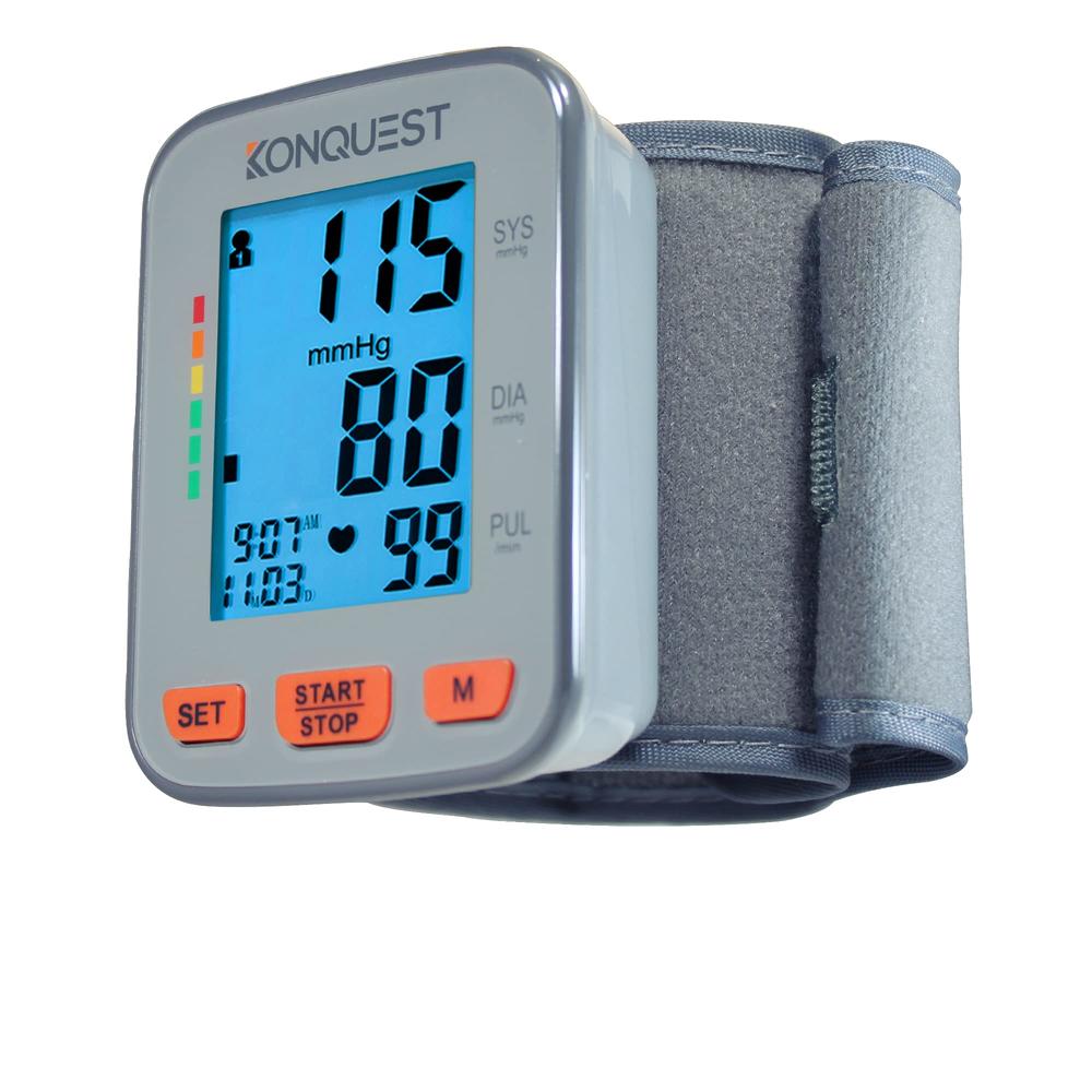 Konquest KBP-2910W Automatic Wrist Blood Pressure Monitor - Accurate - Adjustable Cuff, Large Screen Display - Portable Case - I