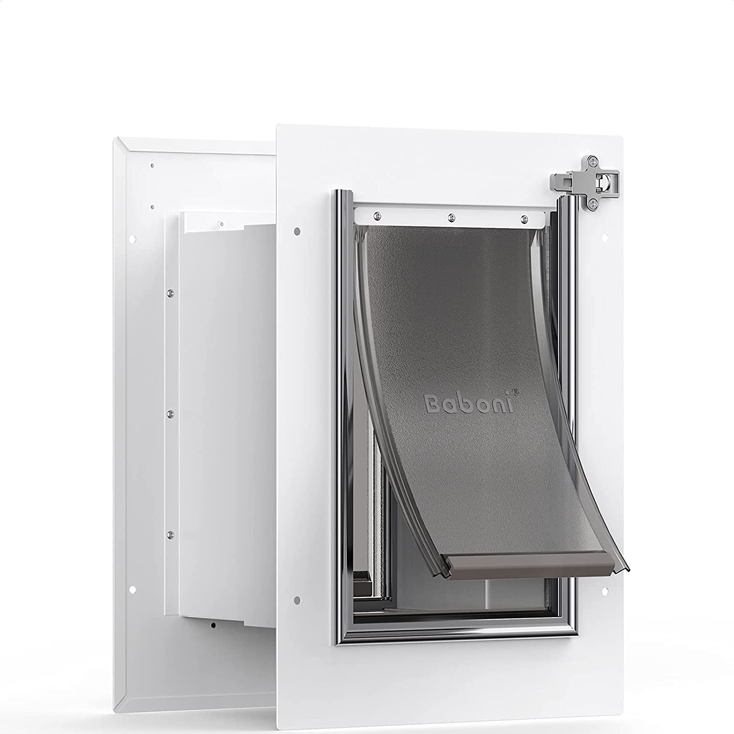 Baboni Pet Door for Wall Steel Frame and Telescoping Tunnel Aluminum Lock Double Flap Dog Door and cat Door Strong and Durable (