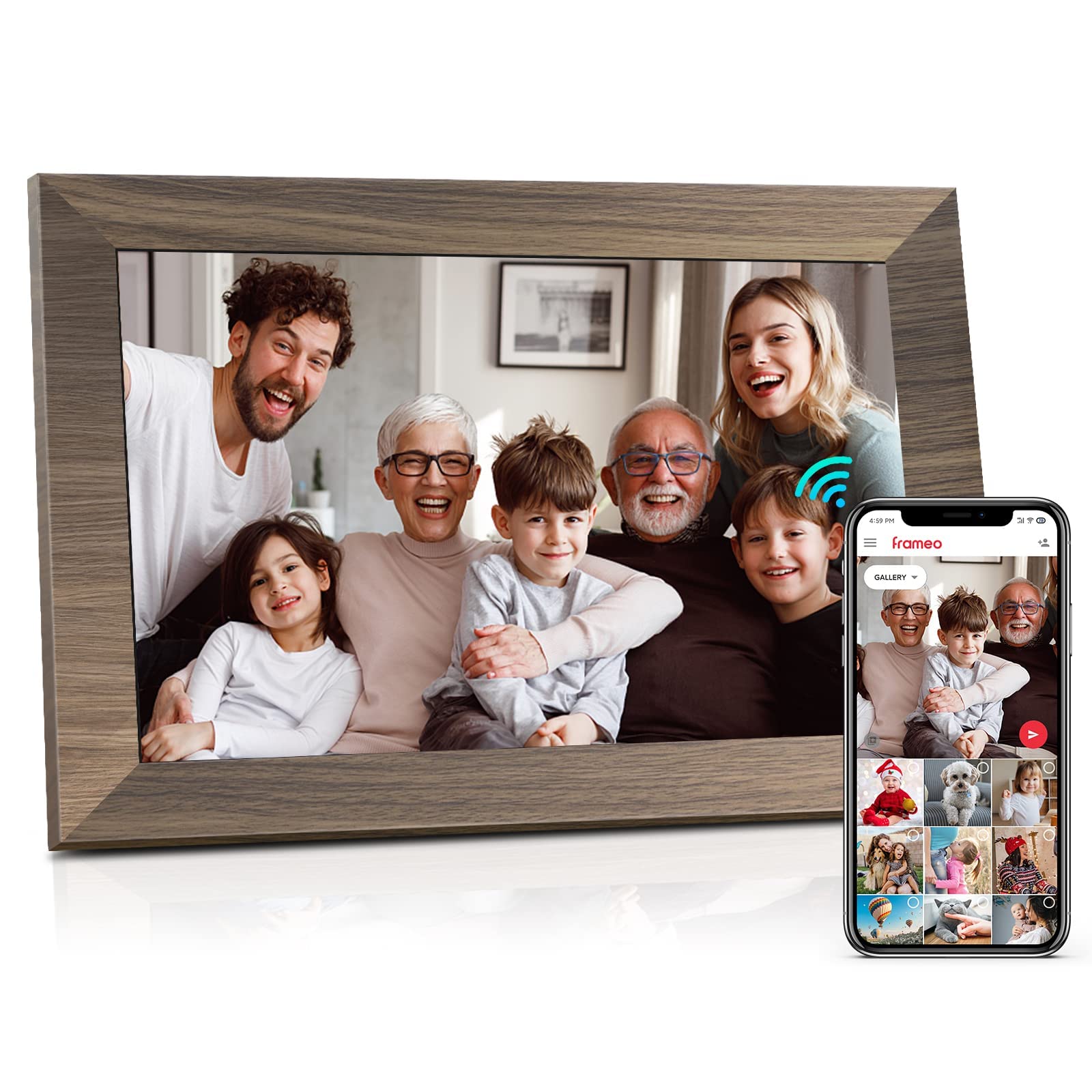Canupdog 10.1 WiFi Digital Photo Frame, Canupdog IPS Touch Screen Smart Cloud Photo Frame with 16GB Storage, Wall Mountable, Auto-Rotate,