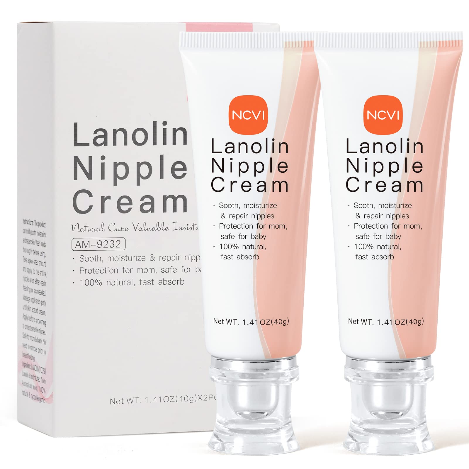Ncvi NcVI Lanolin Nipple cream for Breastfeeding, 100% Natural Ingredient  -141 Ounces x 2PcS