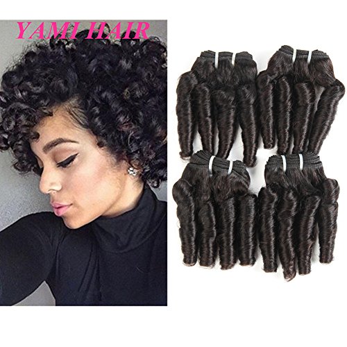 YAMI 8A Brazilian Virgin Funmi Hair Human Hair Bundles Short Curly Hair Extensions 4 Pieces Spiral Curl Hair Bundles Brazilian U