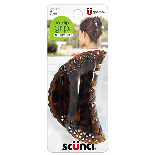 Scunci No-Slip Grip Lacey Claw Clip, Dark Brown/Black, Large (1 piece)