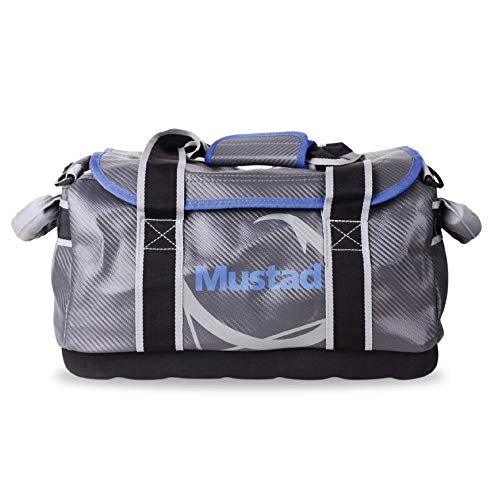 Mustad Dry Bag , Water-resistant 500-Denier Tarpaulin, with Padded Shoulder Straps, 18 inches, Grey/Blue