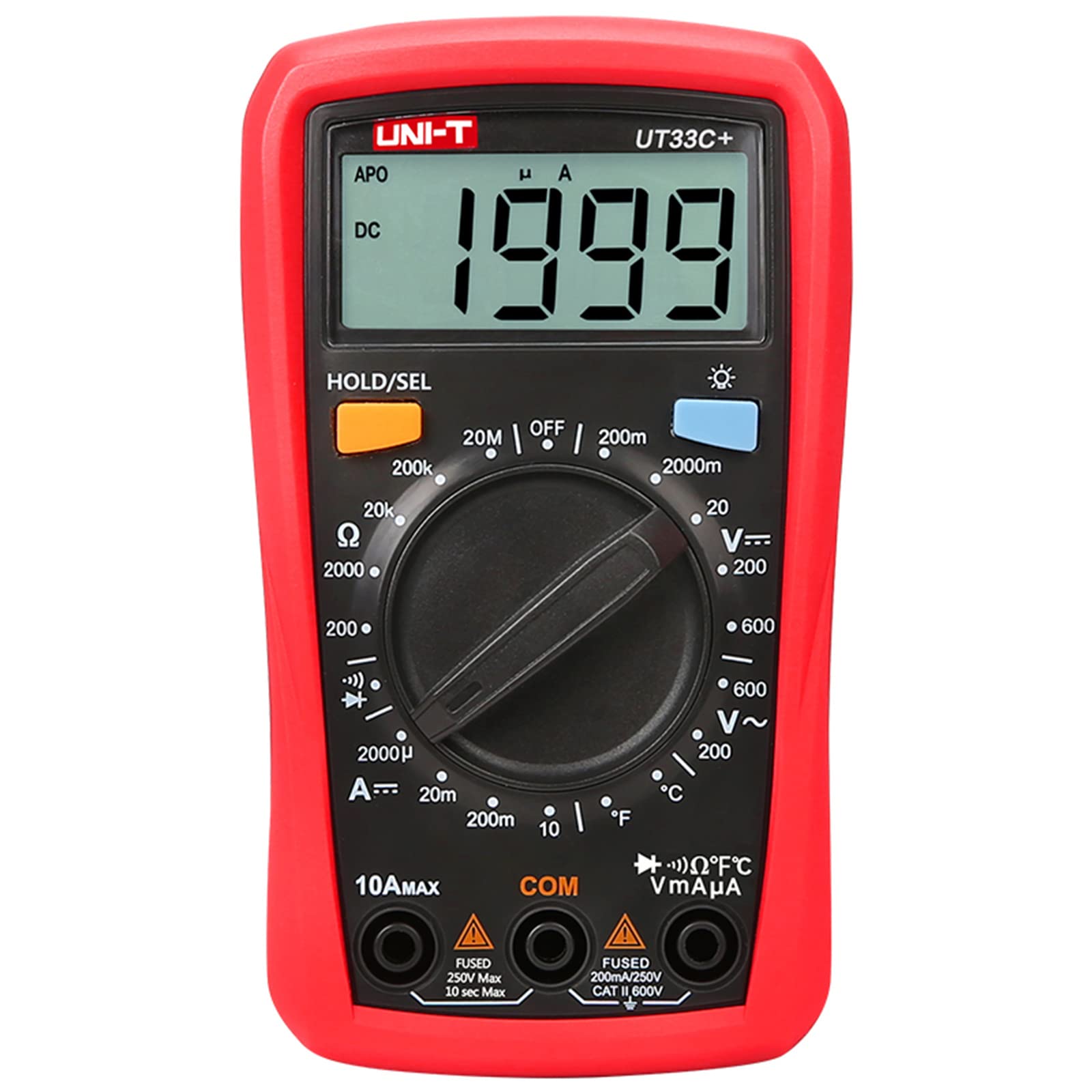 UNI-T Digital Multimeter 2000 count Multimeter with 600V Dc Ac Voltmeter Ohm Volt Amp Tester Measures Voltage, 10A Dc cu