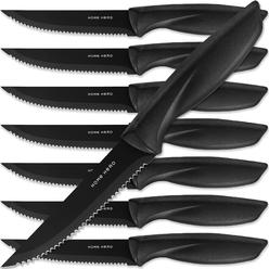Home Hero Kitchen Knife Set - Steak Knives - Serrated Steak Knives - Ultra-Sharp High Carbon Stainless Steel Knives with Ergonom