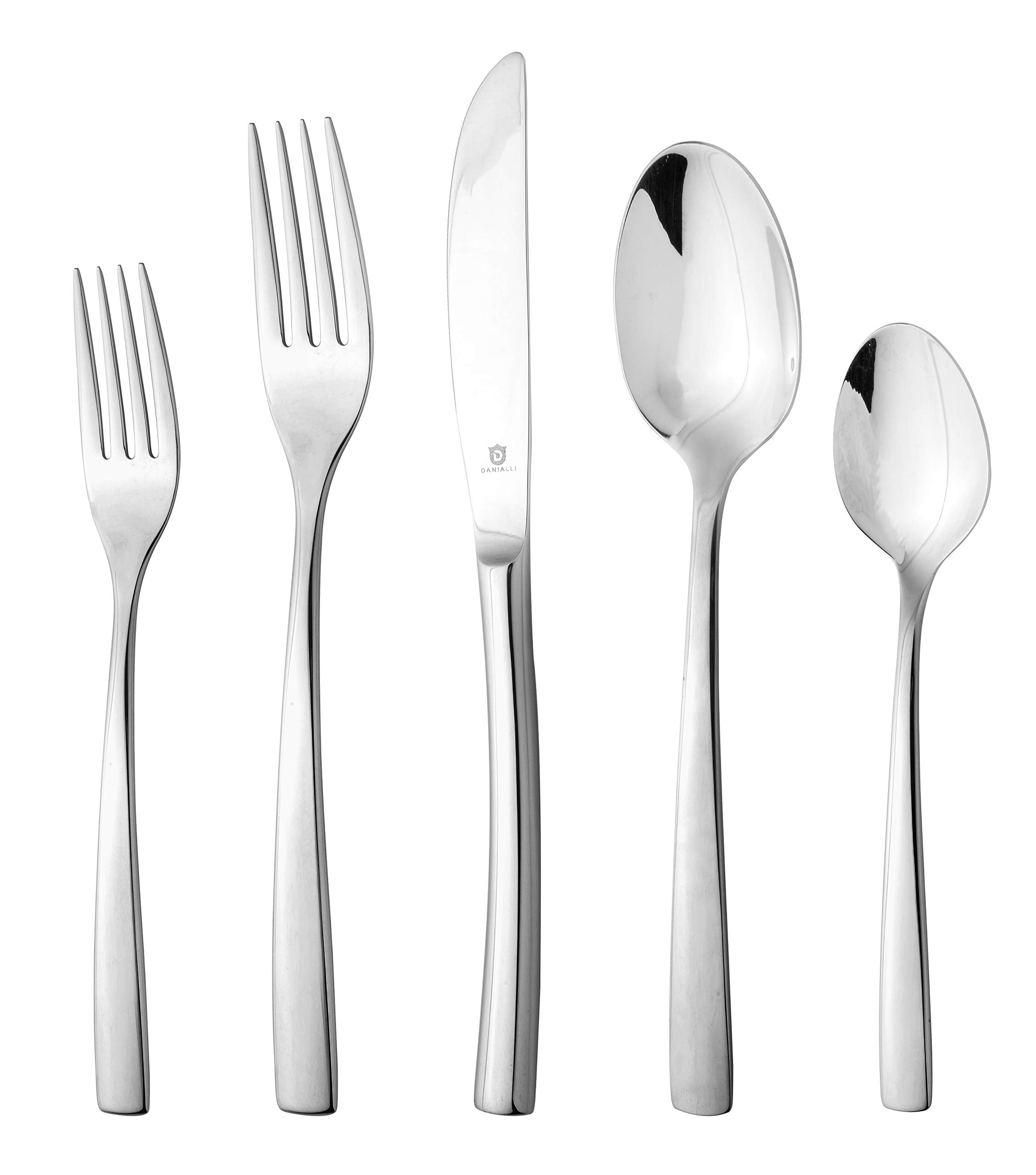 D DANIALLI DANIALLI 20 Piece Silverware Set For 4, 18 10 Stainless Steel Silverware Set, Modern Sleek Flatware Set, Include Knife/Fork/Spoo