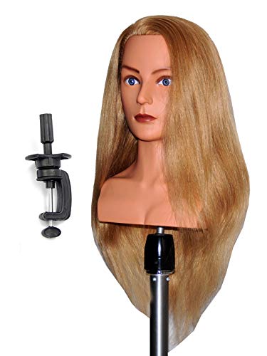 Ladella Beauty 24 " Cosmetology (Heavy Density) with shoulder 100% Human Hair Mannequin Manikin Training Head with Clamp - Layla