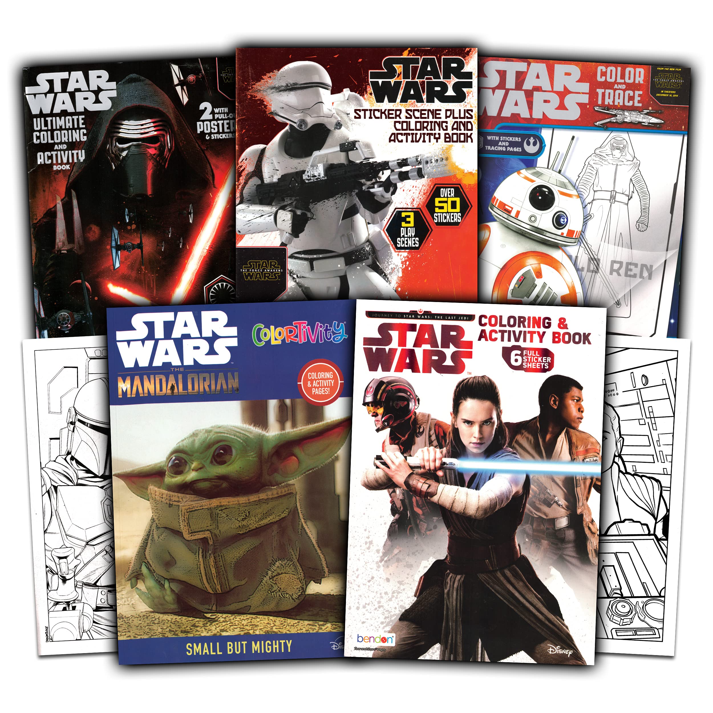 Star Wars Party Supp Star Wars coloring Books for Kids Bundle with 5 Mandalorian Star Wars Books with games, coloring Activities, Mazes, Puzzles, Sti