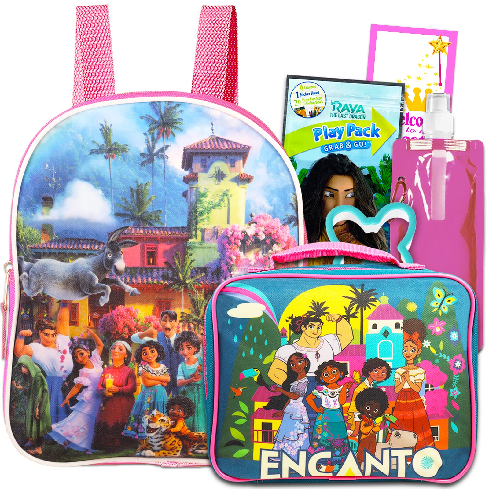 Fast Forward Encanto Mini Backpack and Lunch Box Set with Water Bottle, Stickers, More